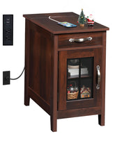 WLIVE mesita estrecha con estación de carga para sala, acceso cómodo a enchufes.