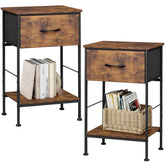 WLIVE mesita de noche con cajón de tela y estante, almacenamiento práctico al alcance.