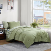WRENSONGE edredón para cama extragrande gemela verde salvia, suave para todas las estaciones.