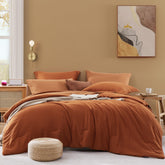 WRENSONGE Queen Comforter Set: funda nórdica naranja quemado, suave y acogedora.