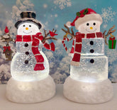 Xanqinluma muneco-nieve-duo detalle elegante para mesa navideña, crea ambiente festivo