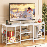 YGEOMER centro de entretenimiento para televisor de 55 pulgadas, ideal para organización y estética.