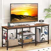 Centro de entretenimiento YGEOMER para televisores de hasta 55 pulgadas, acabado marrón rústico.