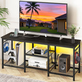 YGEOMER soporte de TV negro 55 pulgadas con estación de carga, ideal para organización y estilo
