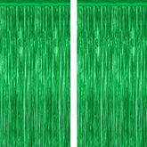 Cortinas brillantes ZATAYE verde frontal para decoración festiva y rápida.