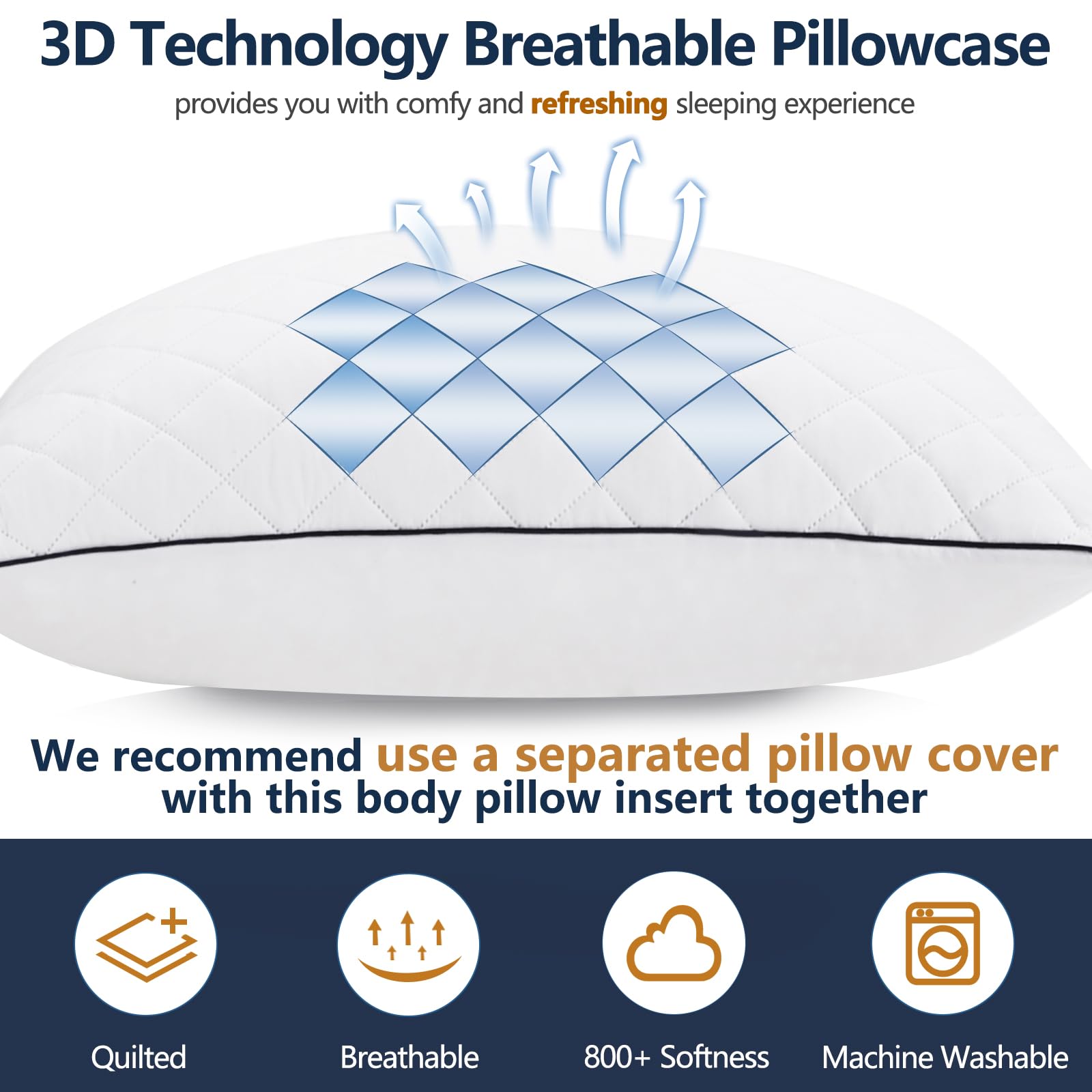 Almohada corporal 1 MIDDLE ONE con acabado acolchado y pespunte decorativo