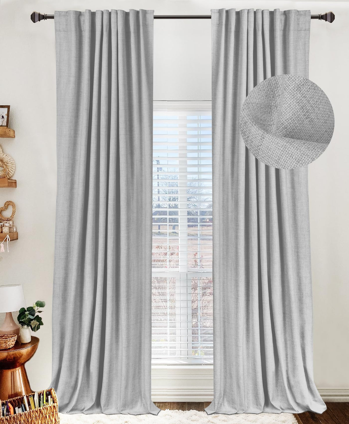 Cortinas 100% Blackout Shield gris de 96 pulgadas para oscurecimiento total