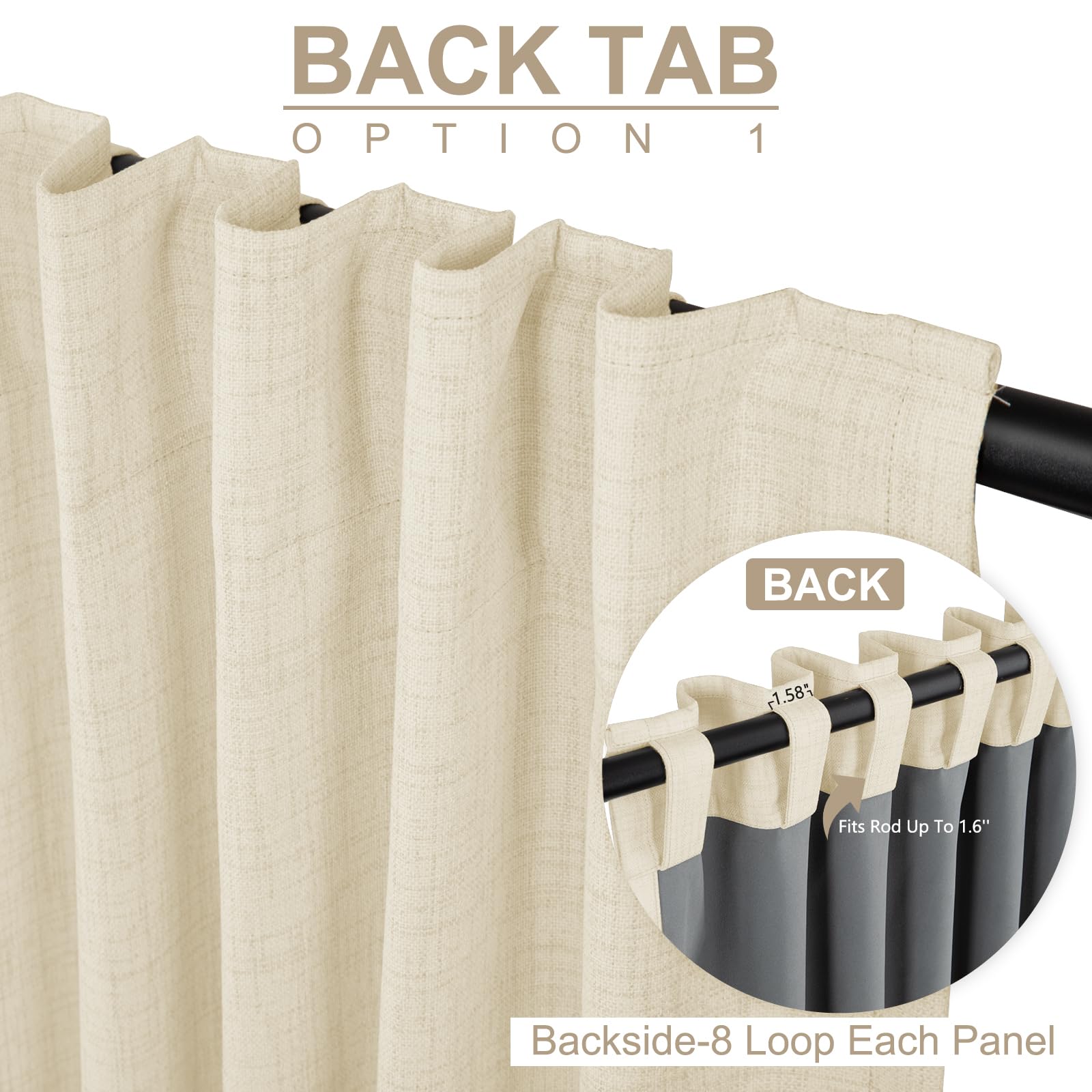 Ojal trasero de 100% Blackout Shield para instalación fácil