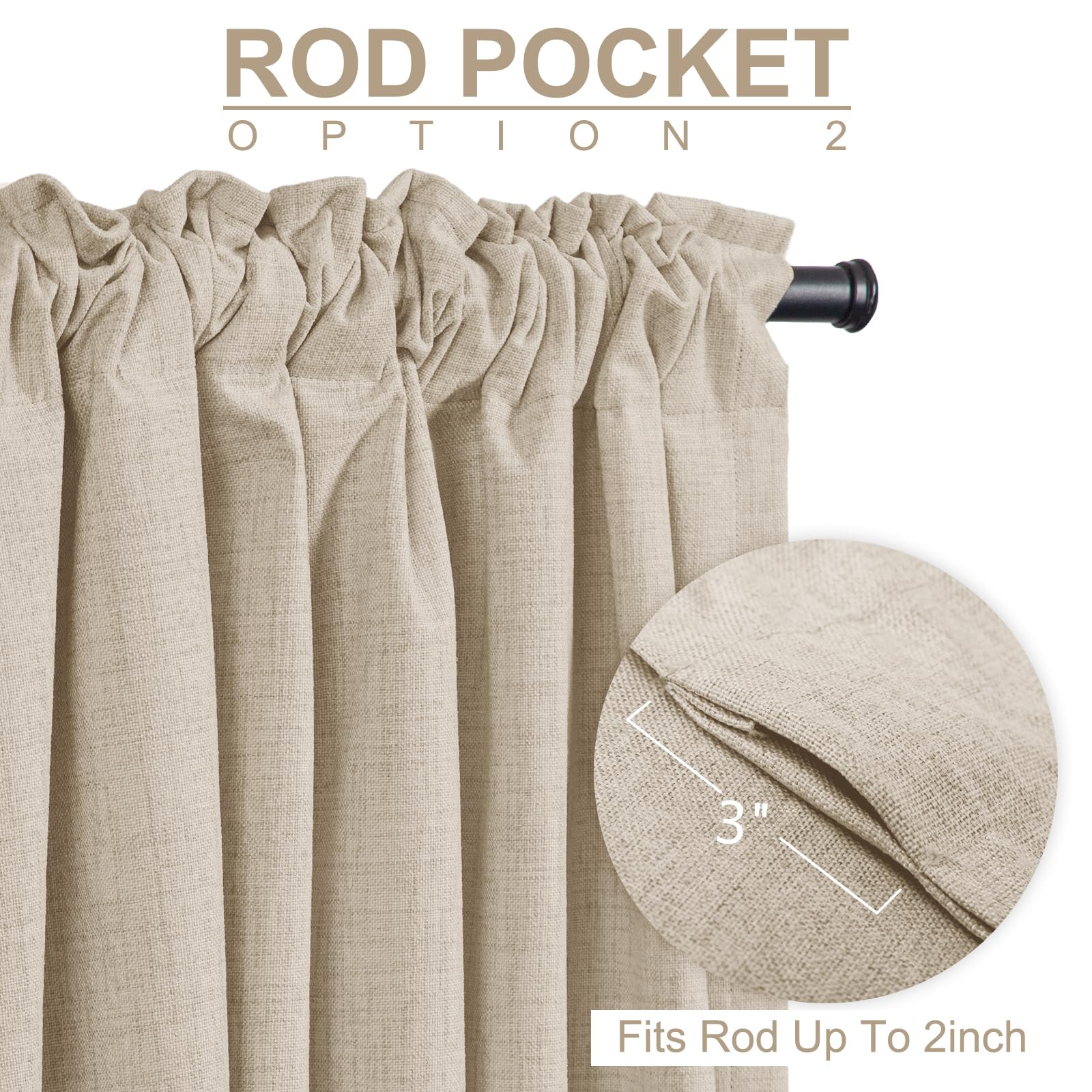 Detalle de bolsillo para barra en 100% Blackout Shield para montaje sencillo.