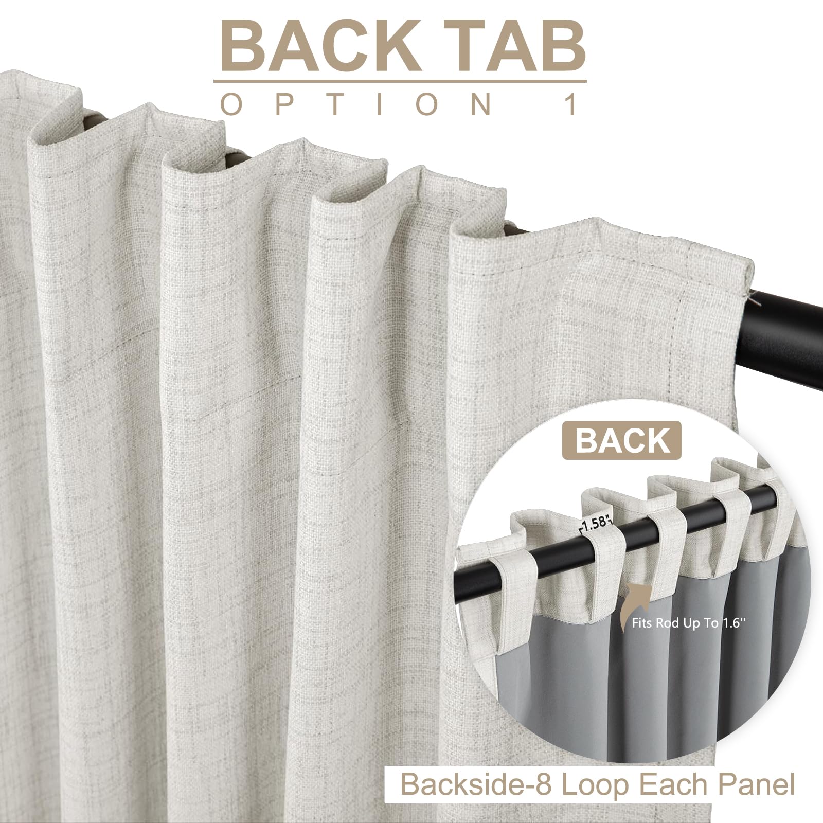 Embalaje de 100% Blackout Shield para cortinas de lino beige