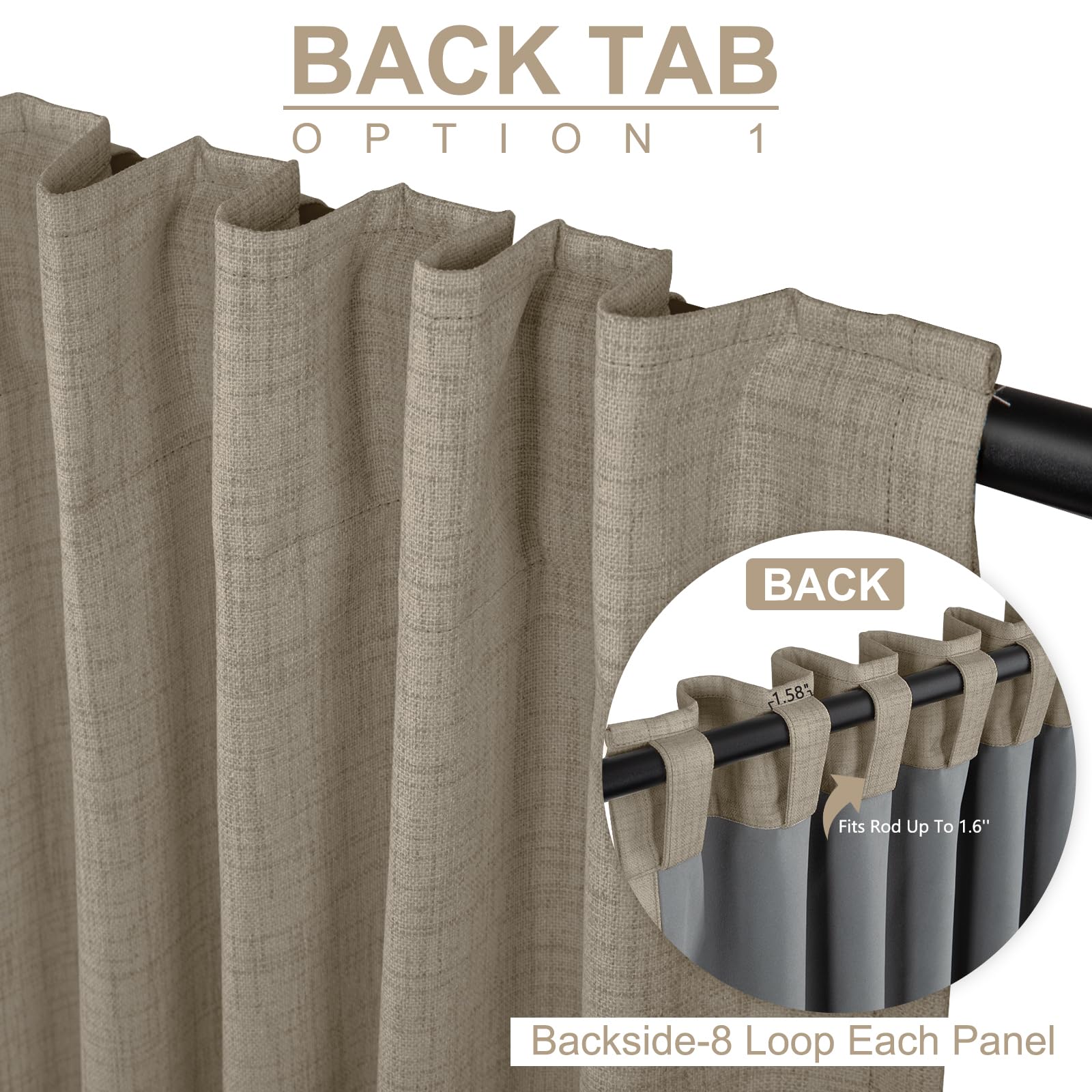 100% Blackout Shield: tejido efecto lino, elegancia y oscuridad duradera.