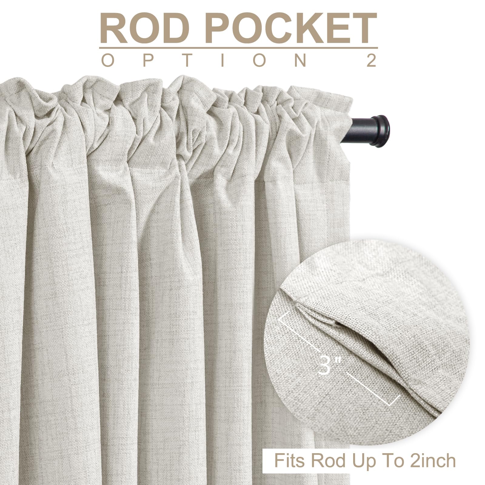 Detalle del tejido con acabado liso y caída elegante de 100% Blackout Shield.