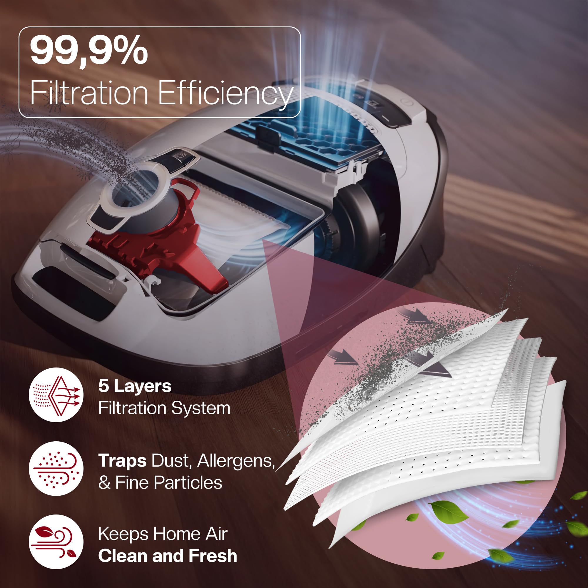 1E filtros de escape conservan aire interior limpio durante la limpieza.