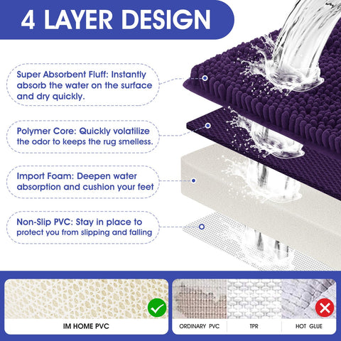 Fondo antideslizante de ACCUMTEK lila estriada, seguridad al salir de la ducha.