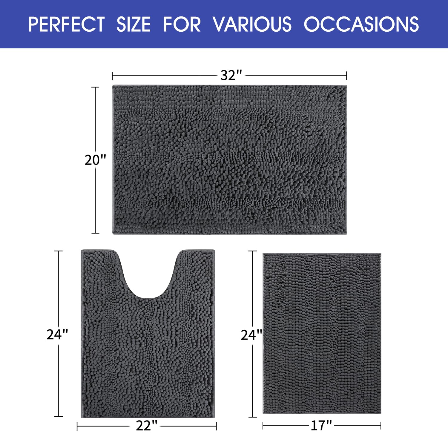 ACCUMTEK alfombra en forma de U con rayas grises, estabilidad mejorada