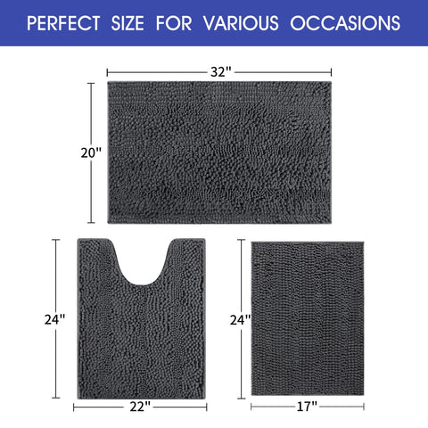 ACCUMTEK alfombra en forma de U con rayas grises, estabilidad mejorada