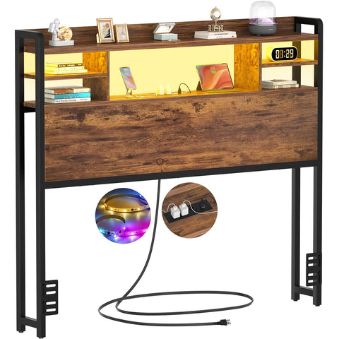 Aheaplus cabecera de cama doble con almacenamiento y USB para cargar dispositivos.