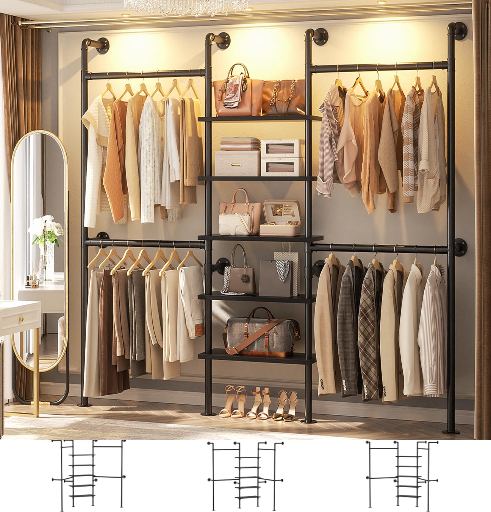 Aheaplus estantes para ropa maximizan espacio y organización en el armario.