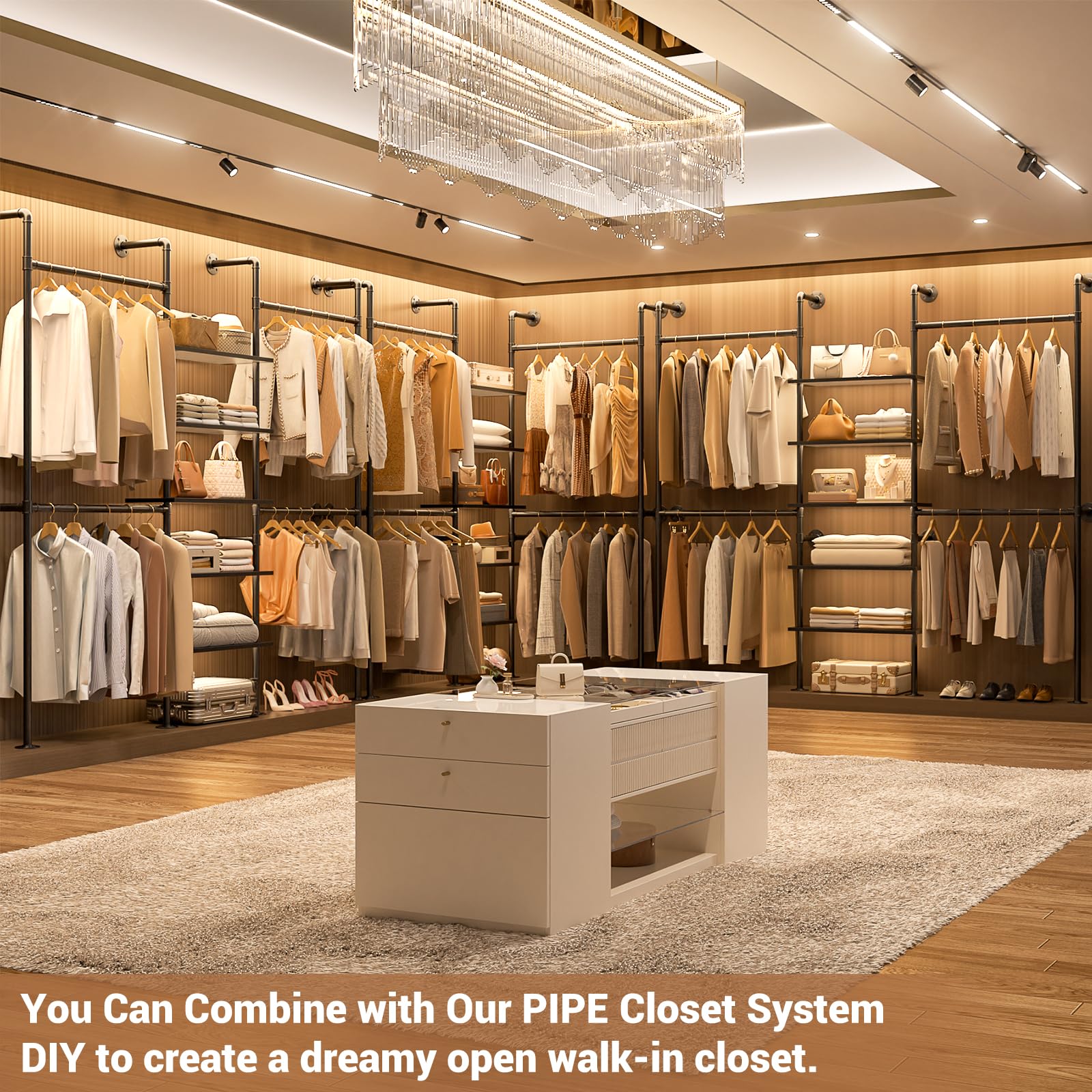 Aheaplus sistema de armario organiza prendas, zapatos y accesorios con facilidad.