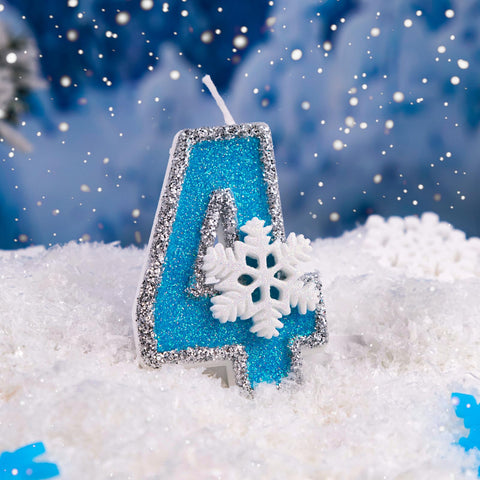 Velas AKURIEEY con destellos azules para torta, ideales para celebraciones invernales