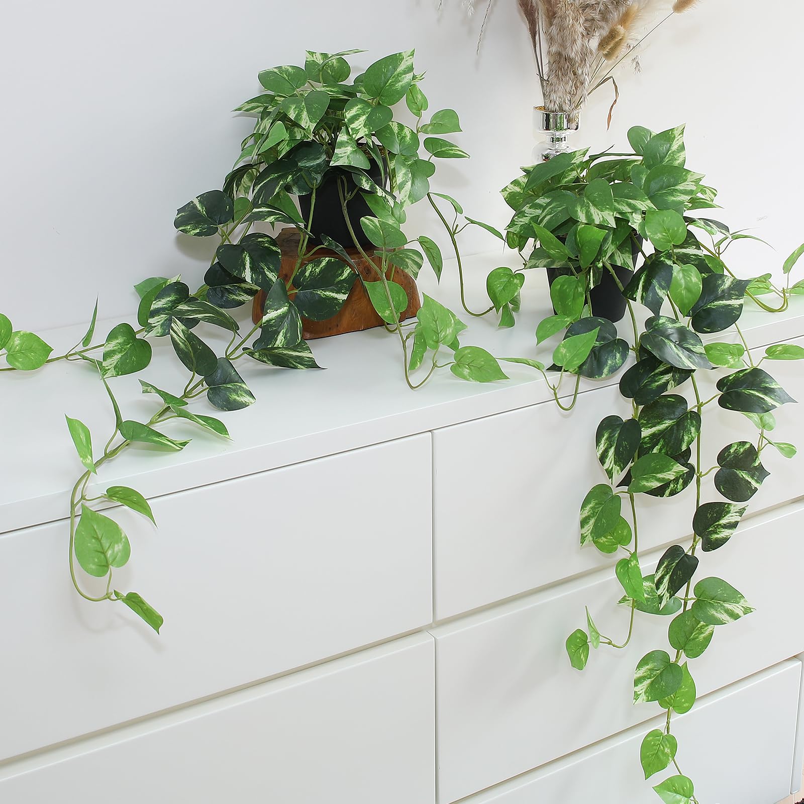 Alyptus Pothos colgante 33 pulgadas con macetas para decoración interior sin mantenimiento.