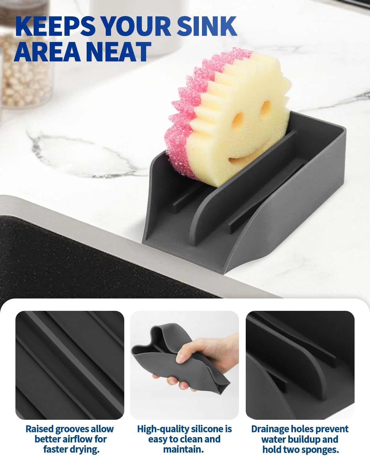 Amazyc-US organizador de lavabo facilita tener jabones y esponjas a mano.