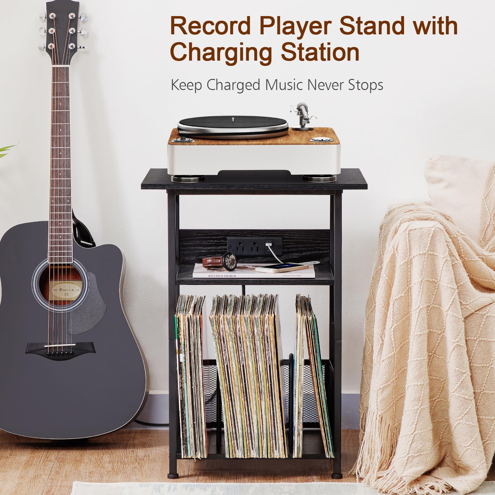 AMHANCIBLE encimera-amplia-para-reproductor-vinilos: superficie estable para dispositivos grandes