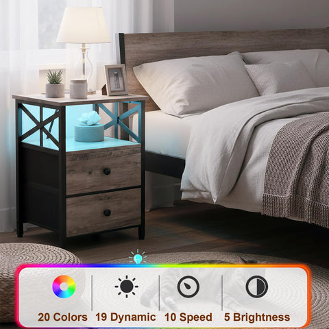 AMHANCIBLE mesa de noche con compartimentos separados para organización