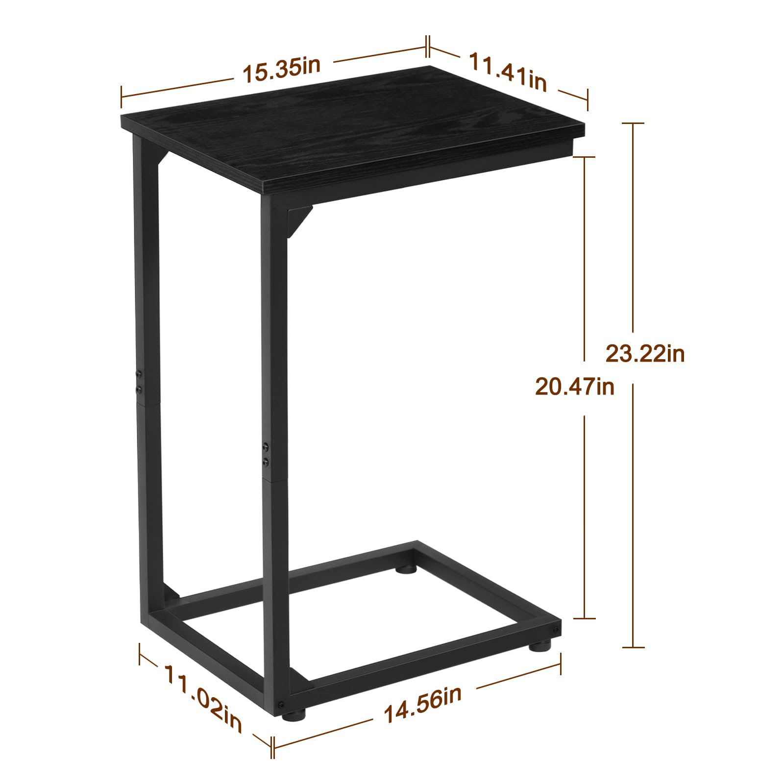 AMHANCIBLE superficie de madera negra en mesa C, estilo industrial