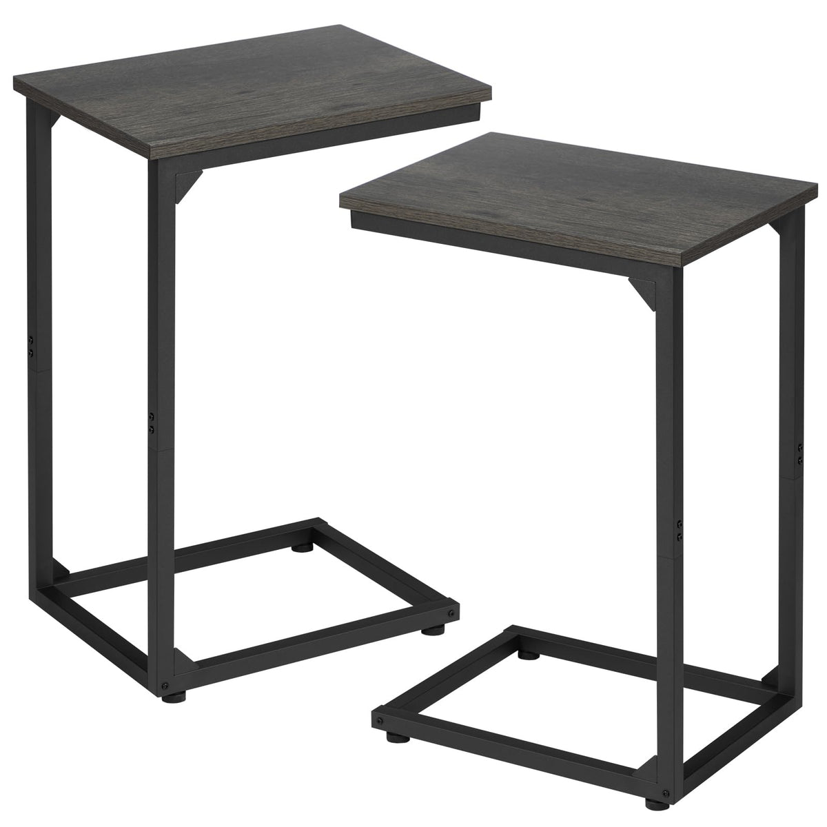 AMHANCIBLE mesa lateral forma C bajo sofá, acceso rápido a snacks y controles remotos.