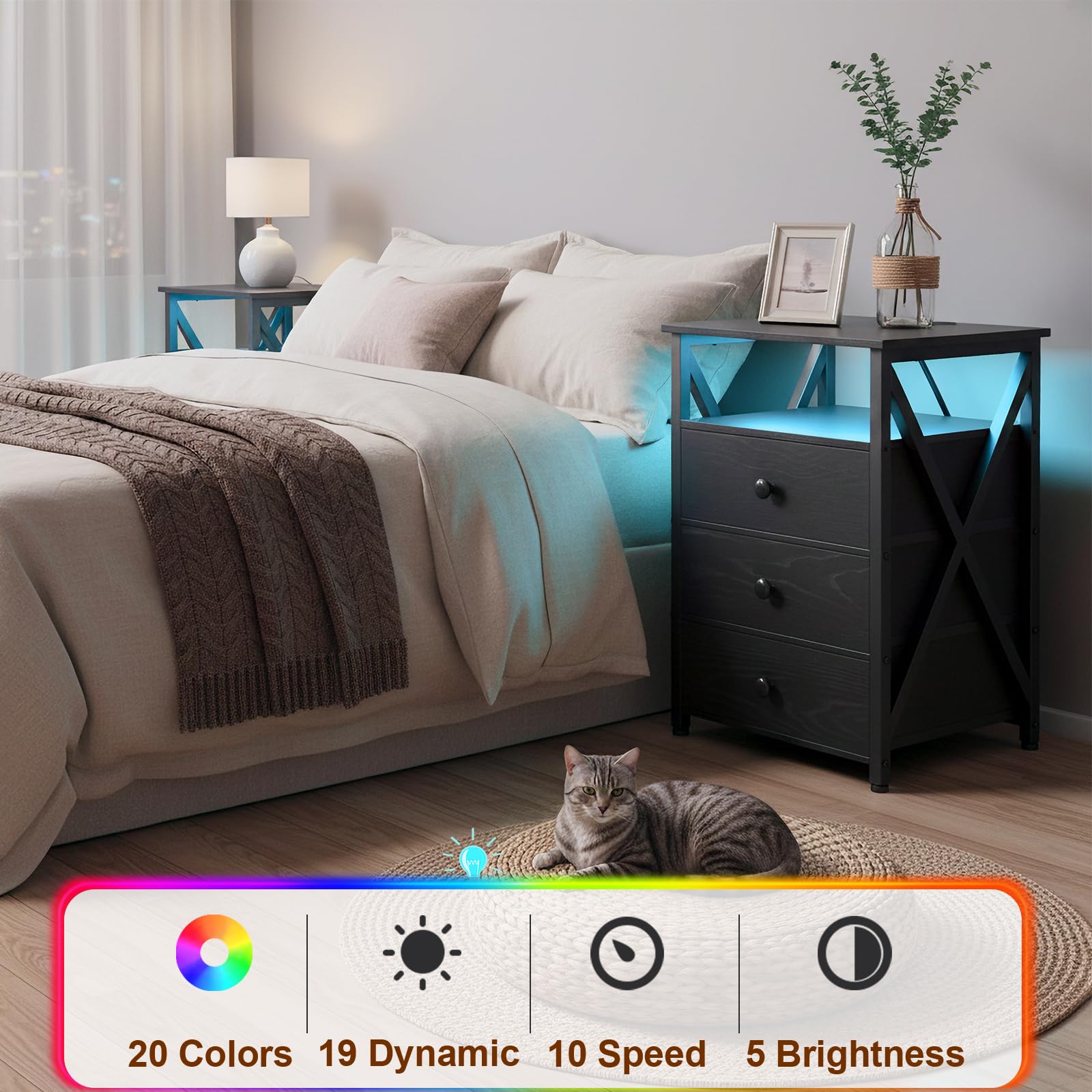 AMHANCIBLE paneles FSC en mesita de noche para acabado natural