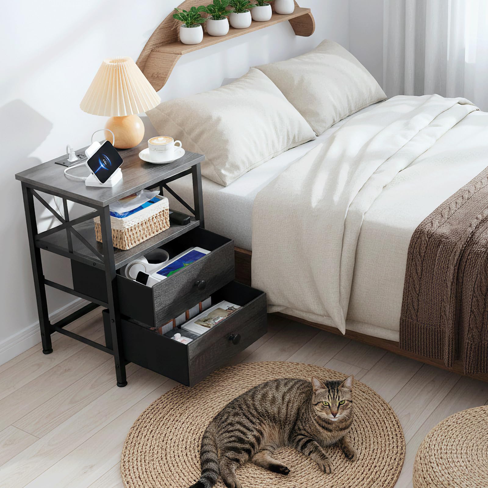 AMHANCIBLE mesita con pies ajustables para proteger el suelo