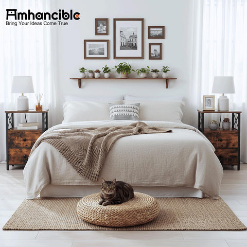 AMHANCIBLE mesita de noche con estructura de metal resistente