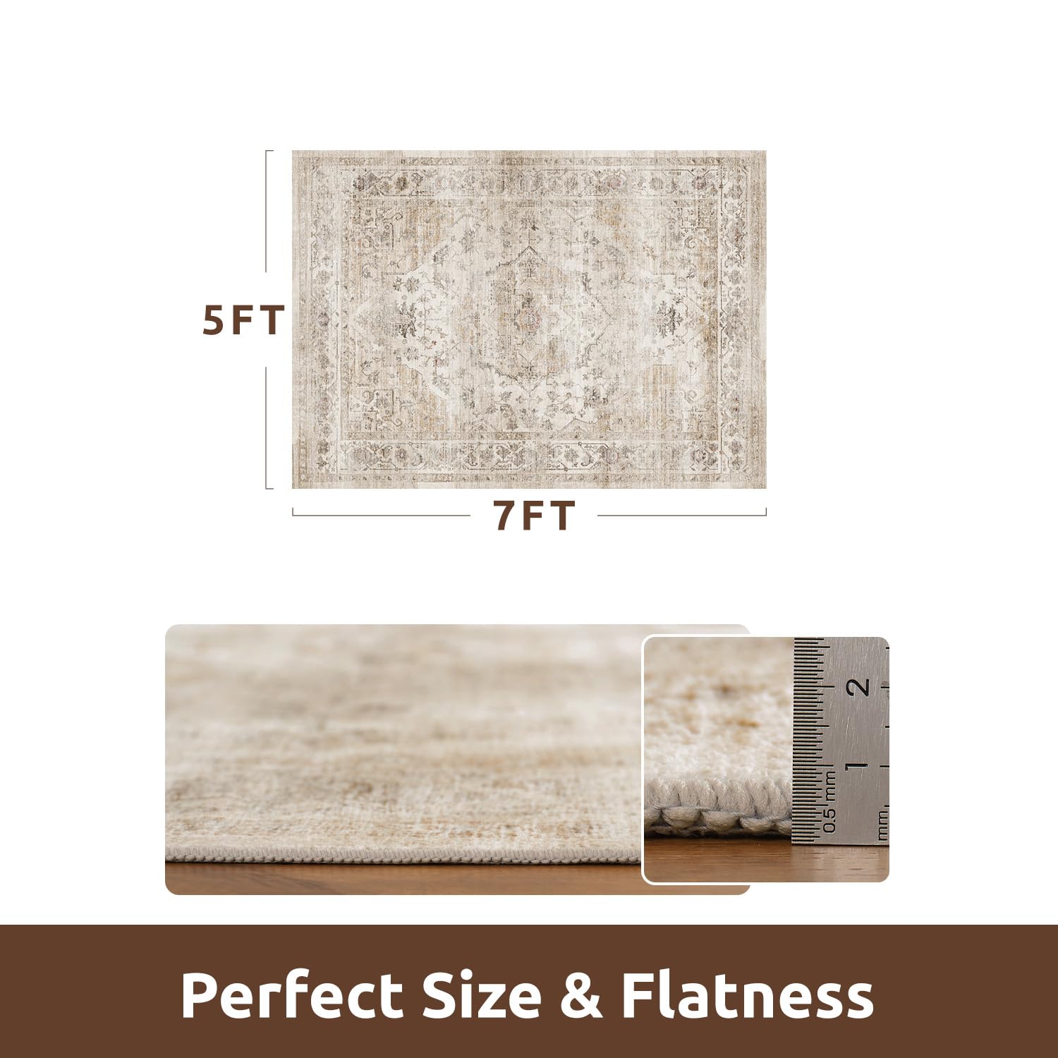 AMOAMI Alfombra 5x7 para dormitorio, confort bajo los pies y calidez.