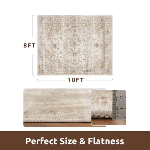 Alfombra AMOAMI área salón beige vintage, aporta calidez y toque clásico.