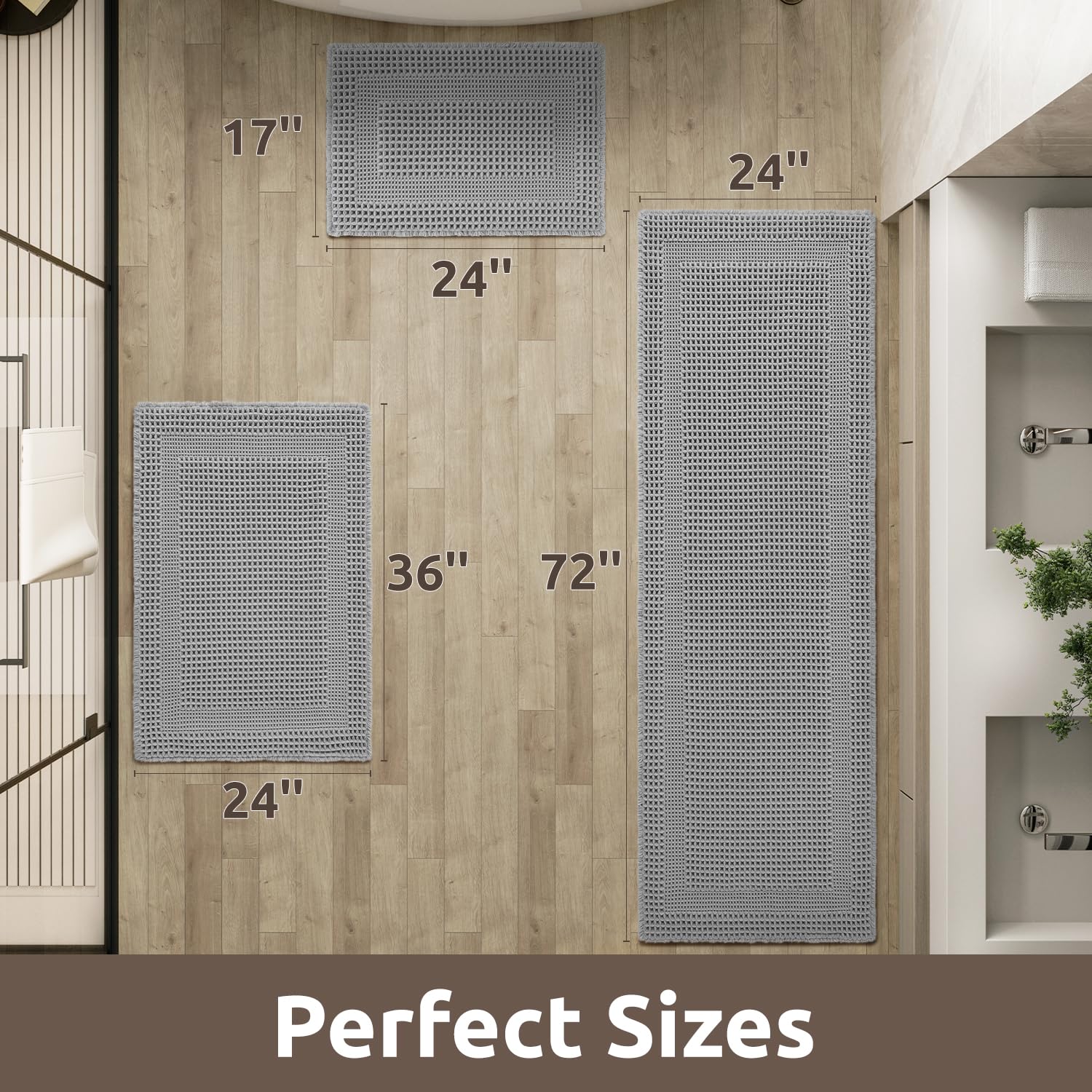 AMOAMI alfombra baño base antideslizante para mayor seguridad en el baño