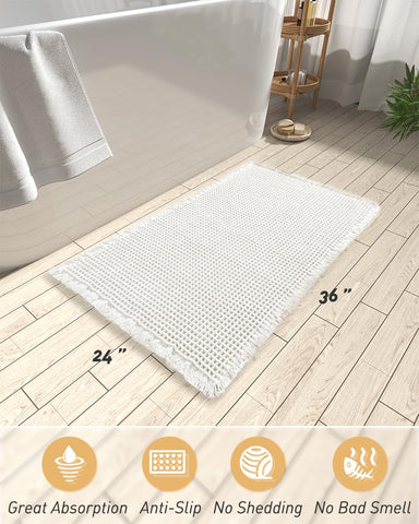 AMOAMI alfombra baño waffle con alta absorción para suelos secos
