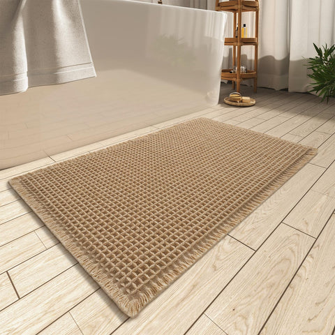 AMOAMI alfombra waffle mejorada absorbe agua rápidamente para pisos secos.