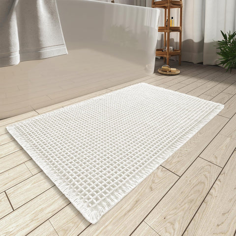 AMOAMI alfombra baño waffle con textura doble para absorción rápida