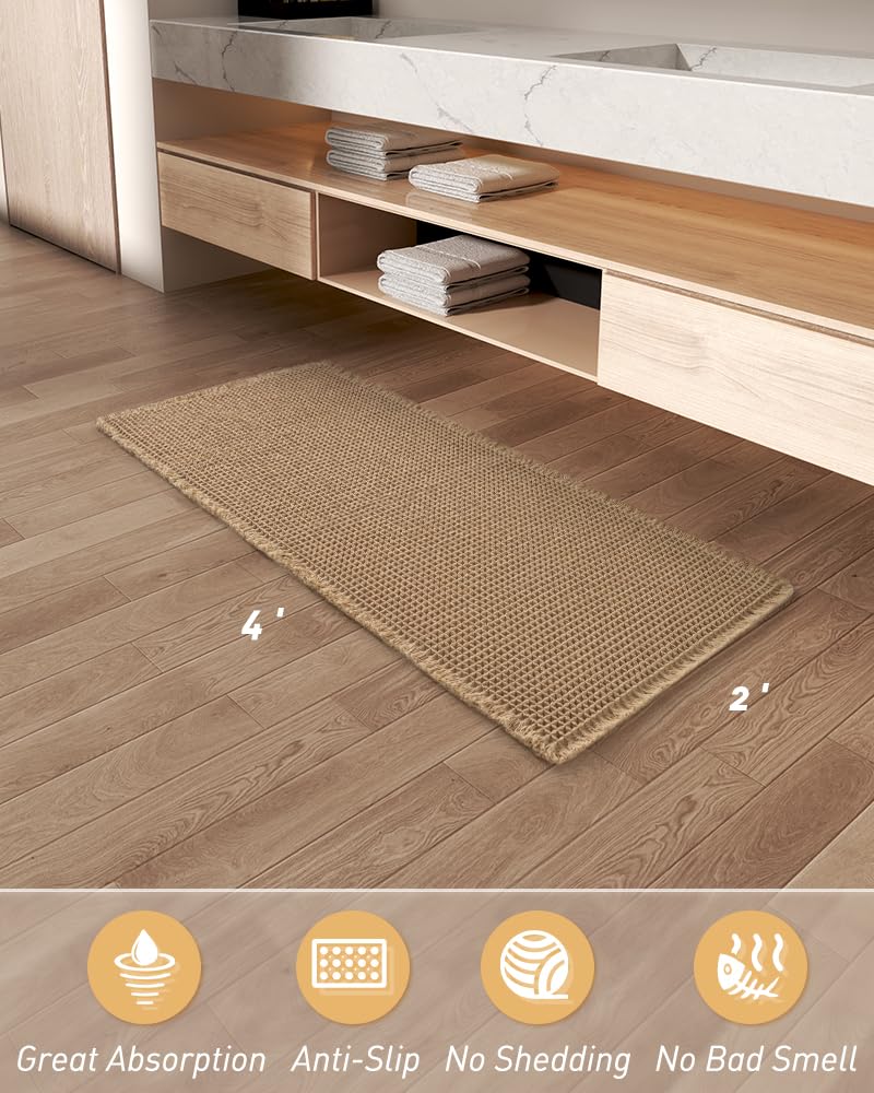 AMOAMI alfombra marrón gruesa diseño duradero para uso diario