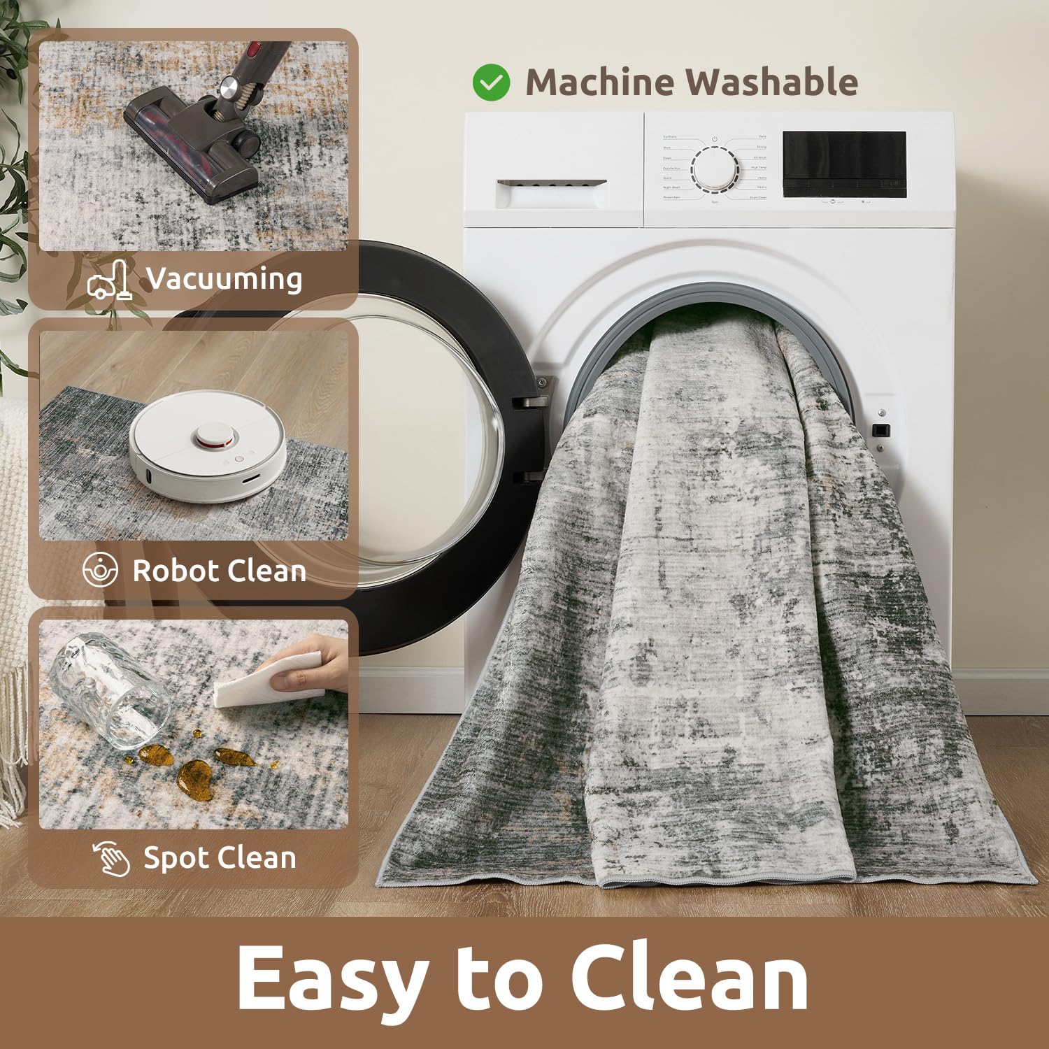 Alfombra AMOAMI gris 5x7 para sala y comedor.