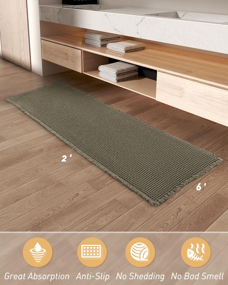 AMOAMI alfombra gofre verde de durabilidad para uso diario.