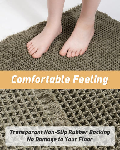 AMOAMI alfombra gofre verde textura suave y agradable al tacto.