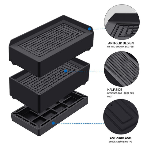 ANNKUT alzadores de muebles de 4 piezas ofrecen estabilidad y ahorro de espacio.