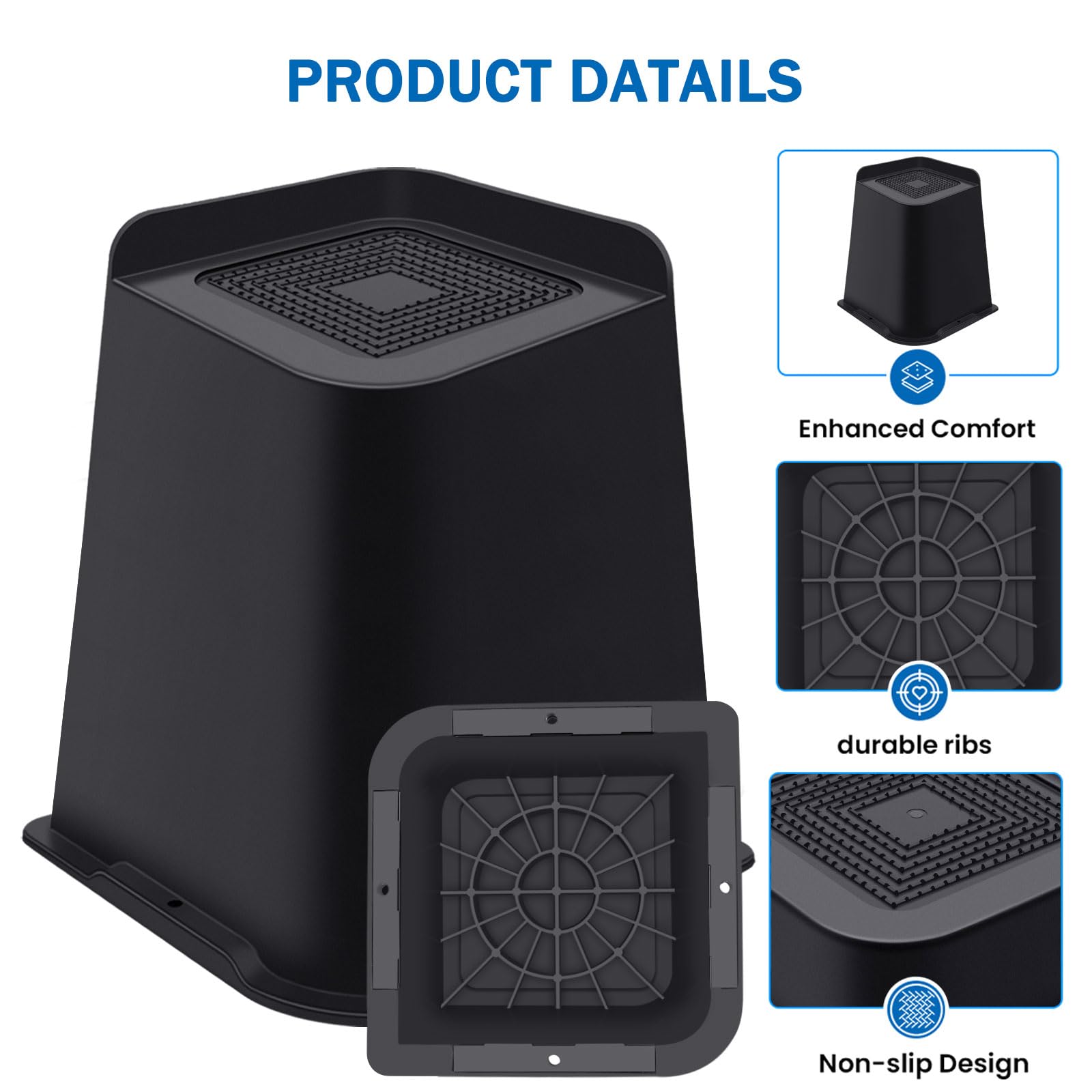 ANNKUT elevadores con base de TPU protegen el suelo y reducen ruido.
