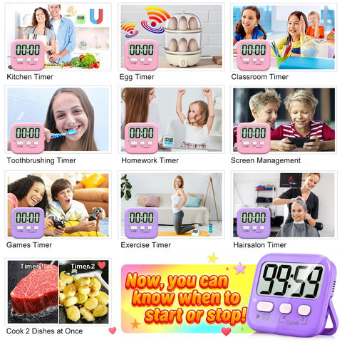 Antonki dos temporizadores digitales incluye pilas, listo para usar.