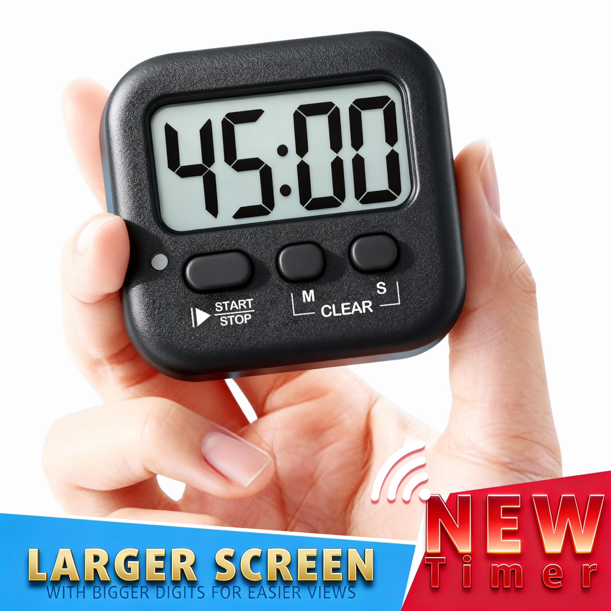 Antonki temporizador con pantalla grande para lectura fácil desde cualquier ángulo.