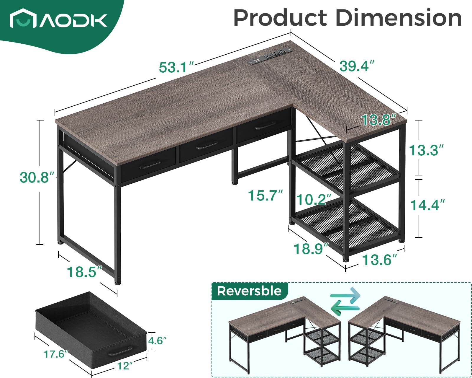 AODK L con cajones para organización rápida de papeles