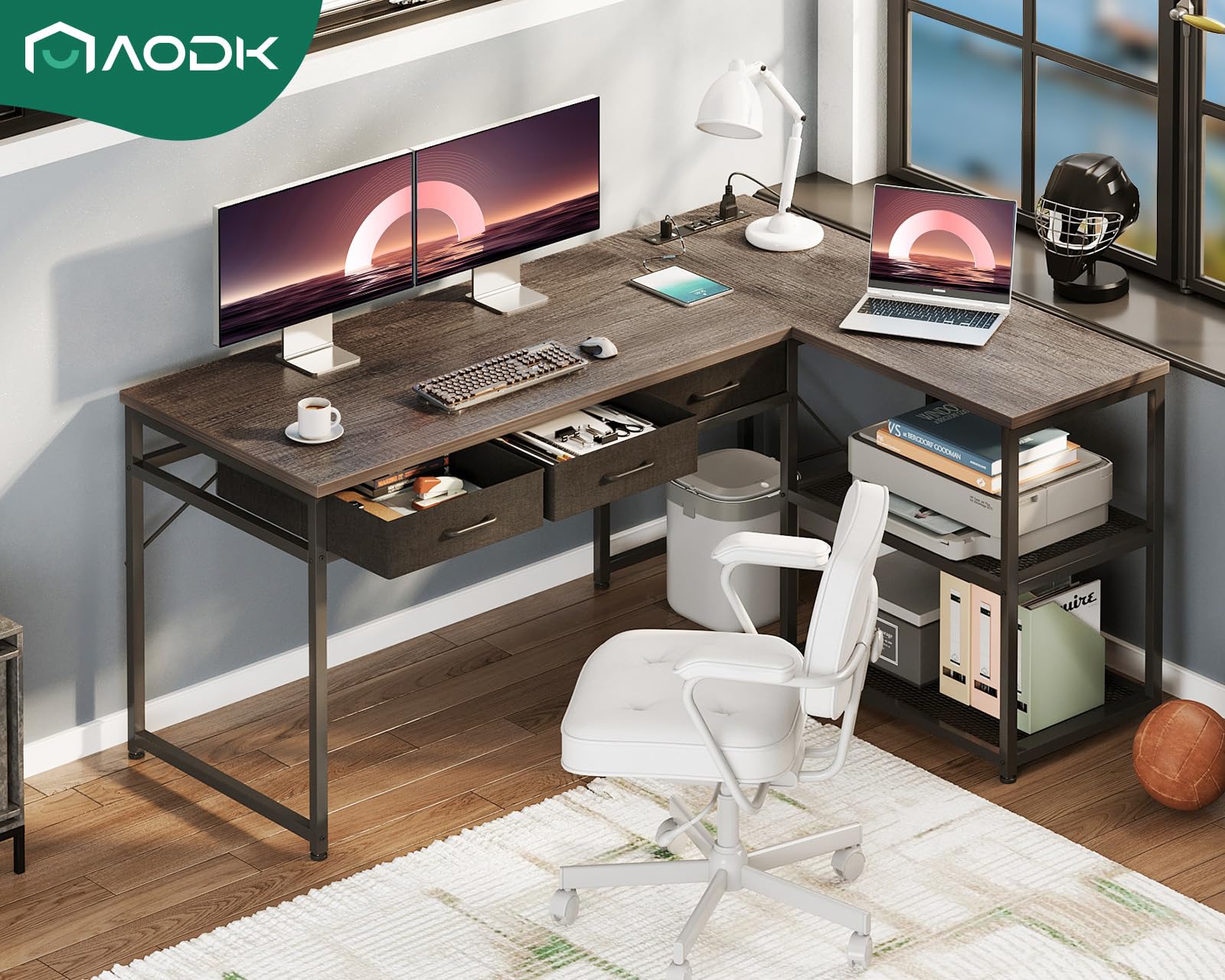 AODK L con estantes de dos niveles para almacenamiento limpio