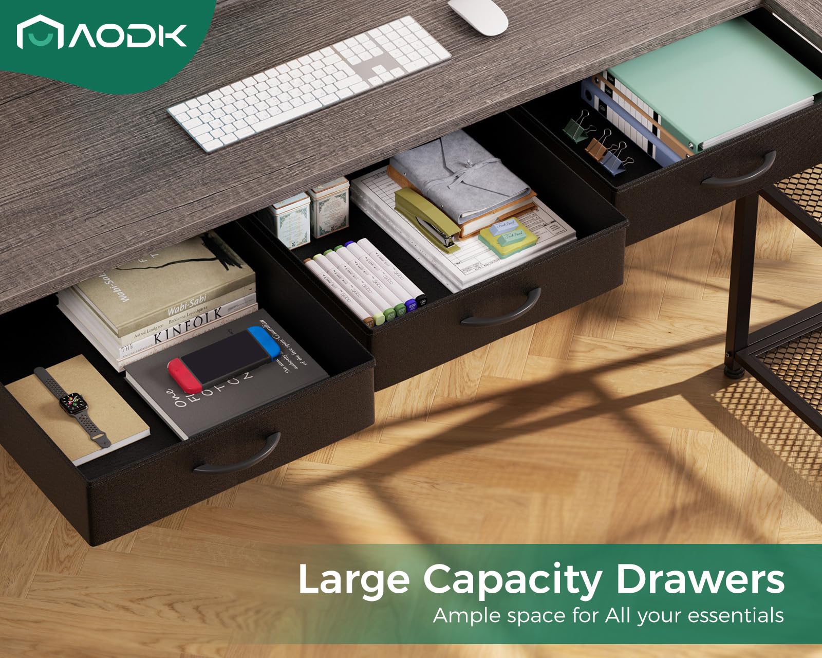 AODK L: estructura de metal y MDF duradera para escritorio estable